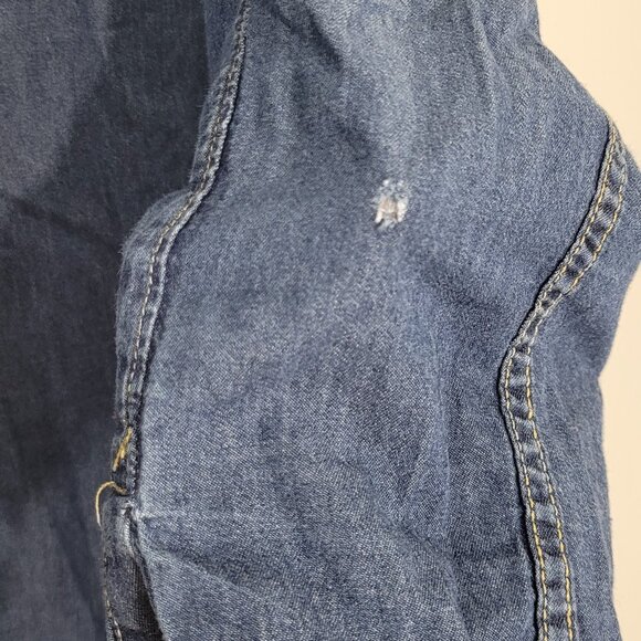 Vintage Blue Jeans Pockets Cotton Collared Slim Fit Button-Up Denim Shirt Small - Picture 8 of 14